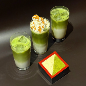 matcha drink and matcha tiramisu